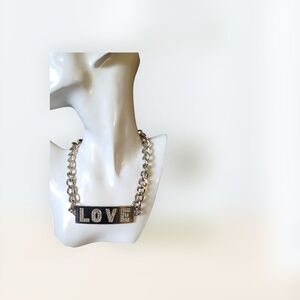 Silver and Rhinestone Love Necklace